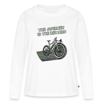 Le voyage est la récompense - Gravel Bike - T-shirt manches longues Premium bio Femme - blanc - Devant - Julia (174cm)