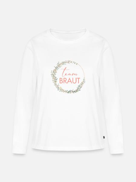 Kranz Team Braut personalisierbar - Frauen Premium Bio Langarmshirt - Weiß