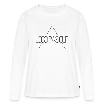 Logo pas ouf - Mais rigolo - T-shirt manches longues Premium bio Femme - blanc - Devant - Julia (174cm)