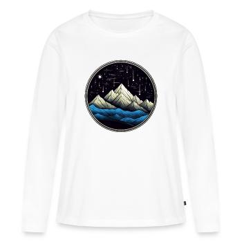 Montagne étoilée comète 01 - T-shirt manches longues Premium bio Femme - blanc - Devant - Julia (174cm)