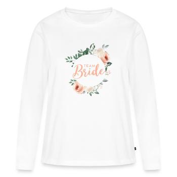 Team Bride! Green pastel wreath, customisable - Women's Premium Organic Long Sleeve Shirt - white - Front - Julia (174cm)
