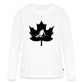 Logo du ski feuille d’érable du Canada - T-shirt manches longues Premium bio Femme - blanc - Devant - Julia (174cm)