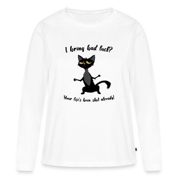 J’apporte malheur - T-shirt manches longues Premium bio Femme - blanc - Devant - Julia (174cm)