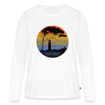 Typisch Ostsee - Leuchtturm und Windflüchter - Frauen Premium Bio Langarmshirt - Weiß - Vorne - Julia (174cm)