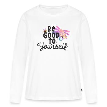Soyez bon envers vous-même - T-shirt manches longues Premium bio Femme - blanc - Devant - Julia (174cm)