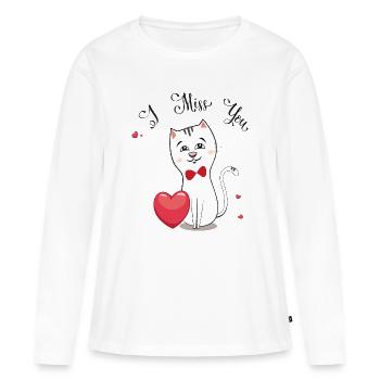 Tu me manques - T-shirt manches longues Premium bio Femme - blanc - Devant - Julia (174cm)