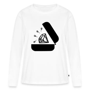 Diamant dans la boîte - T-shirt manches longues Premium bio Femme - blanc - Devant - Julia (174cm)