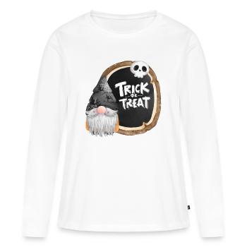 halloween, trick or treat, gnome - T-shirt manches longues Premium bio Femme - blanc - Devant - Julia (174cm)