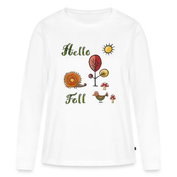 Hello Fall - Frauen Premium Bio Langarmshirt - Weiß - Vorne - Julia (174cm)