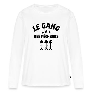 pêche, pêcheur amateur, truite - T-shirt manches longues Premium bio Femme - blanc - Devant - Julia (174cm)