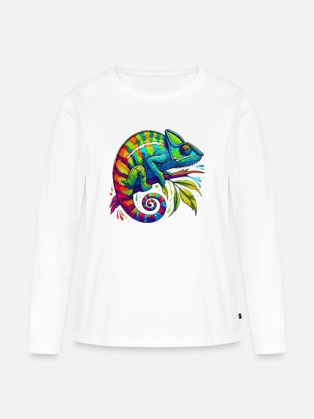 Chamäleon - Frauen Premium Bio Langarmshirt - Weiß