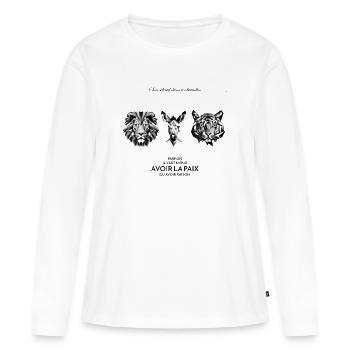Avoir La Paix - T-shirt manches longues Premium bio Femme - blanc - Devant - Julia (174cm)