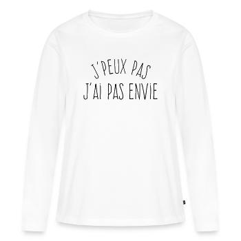 J'peux pas j'ai pas envie - T-shirt manches longues Premium bio Femme - blanc - Devant - Julia (174cm)