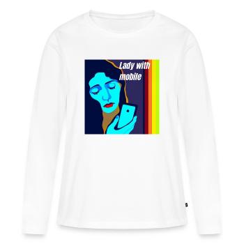 Madonna with mobile phone - Women's Premium Organic Long Sleeve Shirt - white - Front - Julia (174cm)