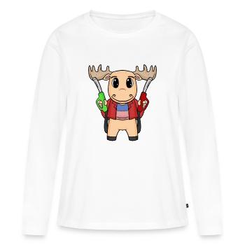 Préposé à la station-service Moose Gas Station - T-shirt manches longues Premium bio Femme - blanc - Devant - Julia (174cm)