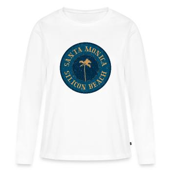 Logo rétro de Santa Monica – Style Silicon Beach - T-shirt manches longues Premium bio Femme - blanc - Devant - Julia (174cm)