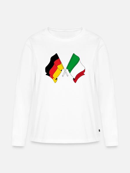Flagge von Deutschland und Flagge Italien - Frauen Premium Bio Langarmshirt - Weiß