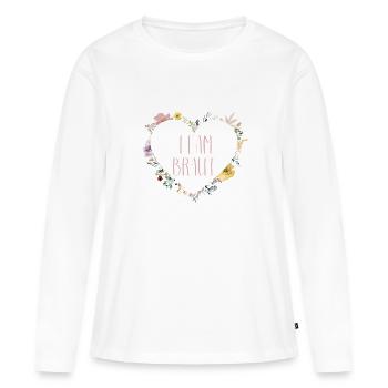 Team Braut! Herz-Blumen, personalisierbar - Frauen Premium Bio Langarmshirt - Weiß - Vorne - Julia (174cm)
