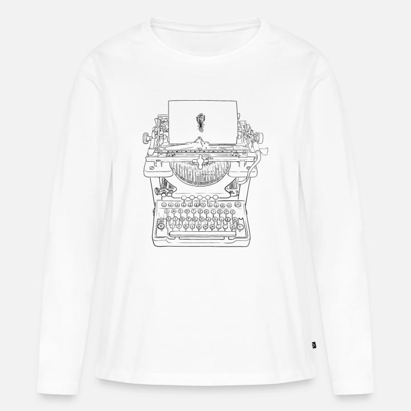 Typewriter Love - Frauen Premium Bio Langarmshirt - Weiß