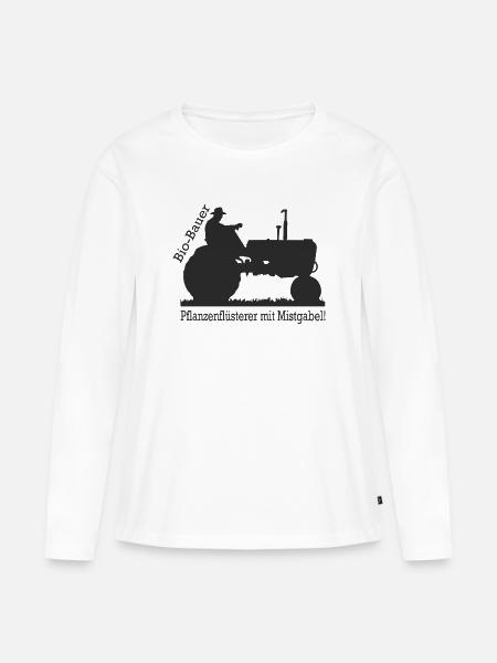 Biobauer Pflanzenflüsterer Mistgabel Geschenk - Frauen Premium Bio Langarmshirt - Weiß
