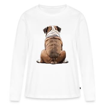 Bouledogue - T-shirt manches longues Premium bio Femme - blanc - Devant - Julia (174cm)