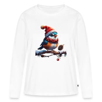 Oiseau de Noël doux, petit et sympathique - T-shirt manches longues Premium bio Femme - blanc - Devant - Julia (174cm)