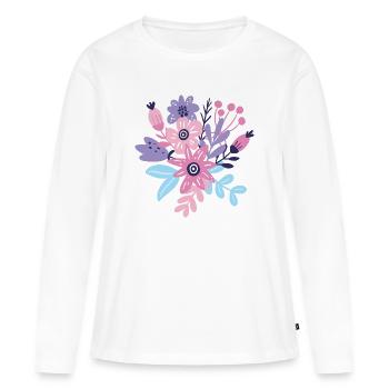 Pastellfarbene Blumenexplosion - Frauen Premium Bio Langarmshirt - Weiß - Vorne - Julia (174cm)