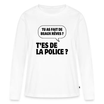 pas du matin, grincheux le matin, police - T-shirt manches longues Premium bio Femme - blanc - Devant - Julia (174cm)