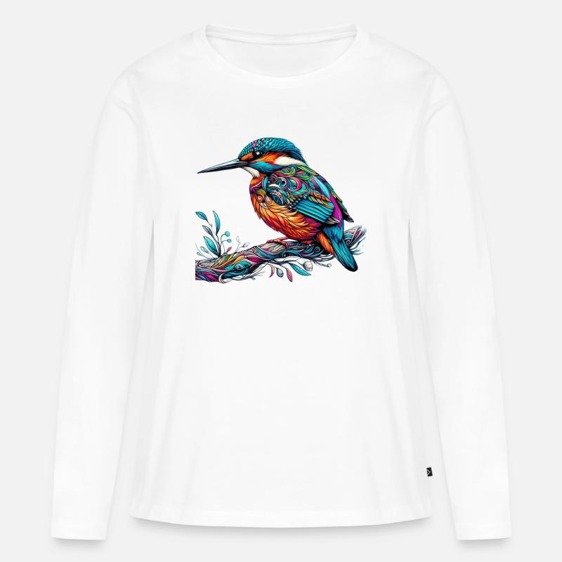 Eisvogel - Frauen Premium Bio Langarmshirt - Weiß