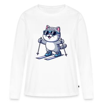 Ski britannique à poil court (Shorthair Skiing) Hiver - T-shirt manches longues Premium bio Femme - blanc - Devant - Julia (174cm)