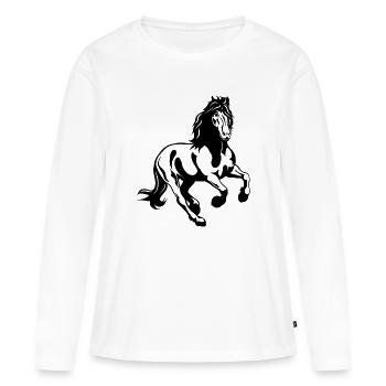 Etalon frison 01 s - T-shirt manches longues Premium bio Femme - blanc - Devant - Julia (174cm)