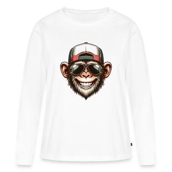 Drôle de singe - T-shirt manches longues Premium bio Femme - blanc - Devant - Julia (174cm)