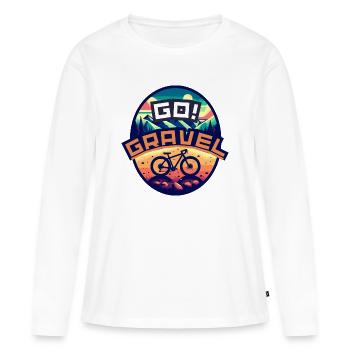 Balade en gravier GO - T-shirt manches longues Premium bio Femme - blanc - Devant - Julia (174cm)