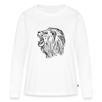 roaring lion - black - Women's Premium Organic Long Sleeve Shirt - white - Front - Julia (174cm)