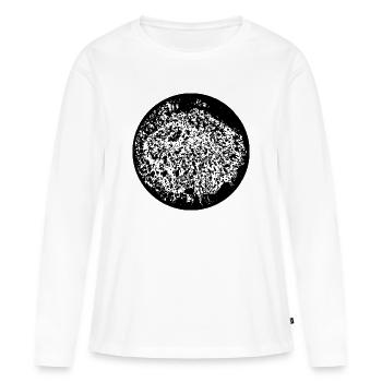 Cercle | L’art | Lune | L’amour de la lune véritable - T-shirt manches longues Premium bio Femme - blanc - Devant - Julia (174cm)