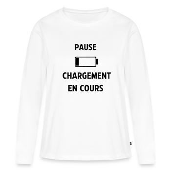 Pause chargement en cours - T-shirt manches longues Premium bio Femme - blanc - Devant - Julia (174cm)
