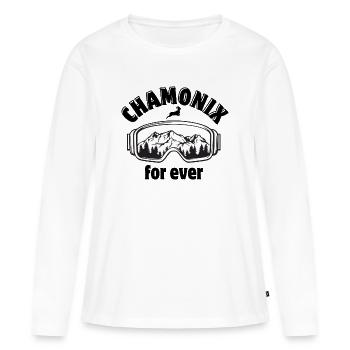 Skifahren, Snowboarden, Skigebiet - Frauen Premium Bio Langarmshirt - Weiß - Vorne - Julia (174cm)