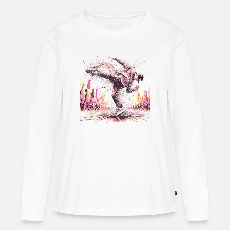 BREAKDANCE - Frauen Premium Bio Langarmshirt - Weiß