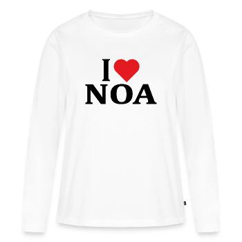 t-shirt I love Noa t-shirt idée cadeau - T-shirt manches longues Premium bio Femme - blanc - Devant - Julia (174cm)