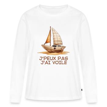 bateau à voile, voilier, club de voile - T-shirt manches longues Premium bio Femme - blanc - Devant - Julia (174cm)