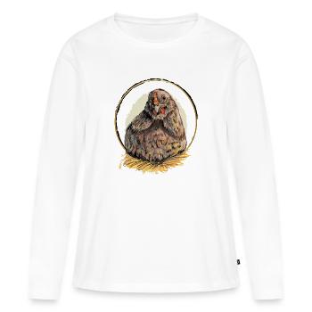 Poule dans le nid d’or - T-shirt manches longues Premium bio Femme - blanc - Devant - Julia (174cm)