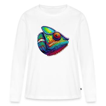 Caméléon - T-shirt manches longues Premium bio Femme - blanc - Devant - Julia (174cm)