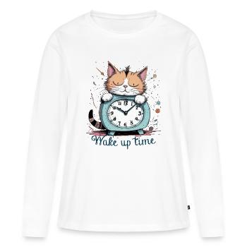 It's time to wake up, cat humor! - Women's Premium Organic Long Sleeve Shirt - white - Front - Julia (174cm)