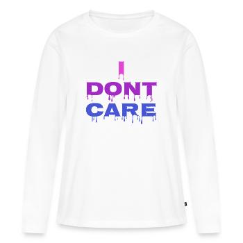 Je ne me soucie pas de l’énoncé d’attitude - T-shirt manches longues Premium bio Femme - blanc - Devant - Julia (174cm)