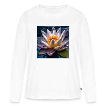 Nénuphar - T-shirt manches longues Premium bio Femme - blanc - Devant - Julia (174cm)