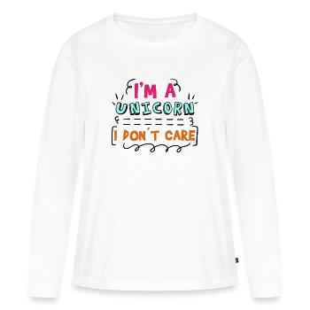 Je ne me soucie pas de la déclaration - T-shirt manches longues Premium bio Femme - blanc - Devant - Julia (174cm)
