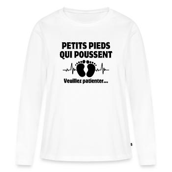 Werdender Vater, werdende Mutter, werdendes Baby - Frauen Premium Bio Langarmshirt - Weiß - Vorne - Julia (174cm)