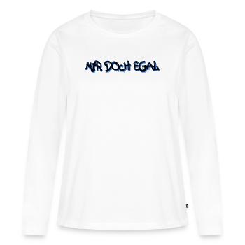 Je m’en fous Statement Attitude Chill - T-shirt manches longues Premium bio Femme - blanc - Devant - Julia (174cm)