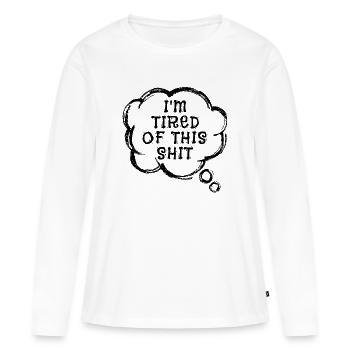 Je m’en fous Déclaration - T-shirt manches longues Premium bio Femme - blanc - Devant - Julia (174cm)