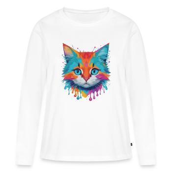 Niedliche Katze - Frauen Premium Bio Langarmshirt - Weiß - Vorne - Julia (174cm)